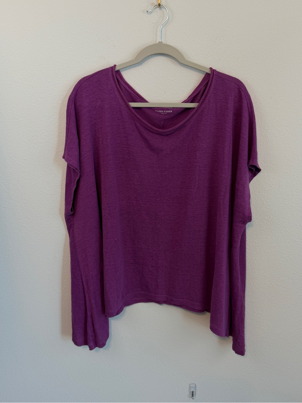 Eileen Fisher 100% LINEN Relaxed Scoop Neck Top